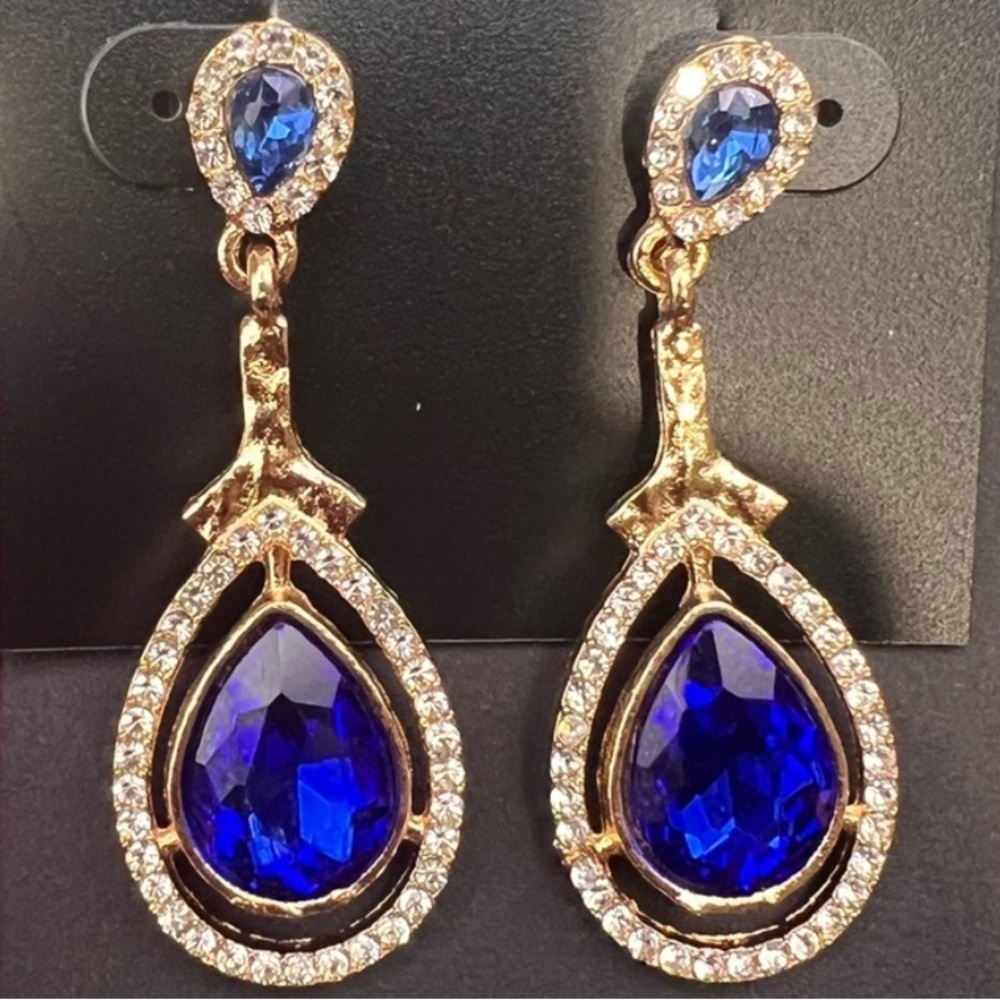 Saks Fifth Avenue Blue and Gold Teardrop earrings